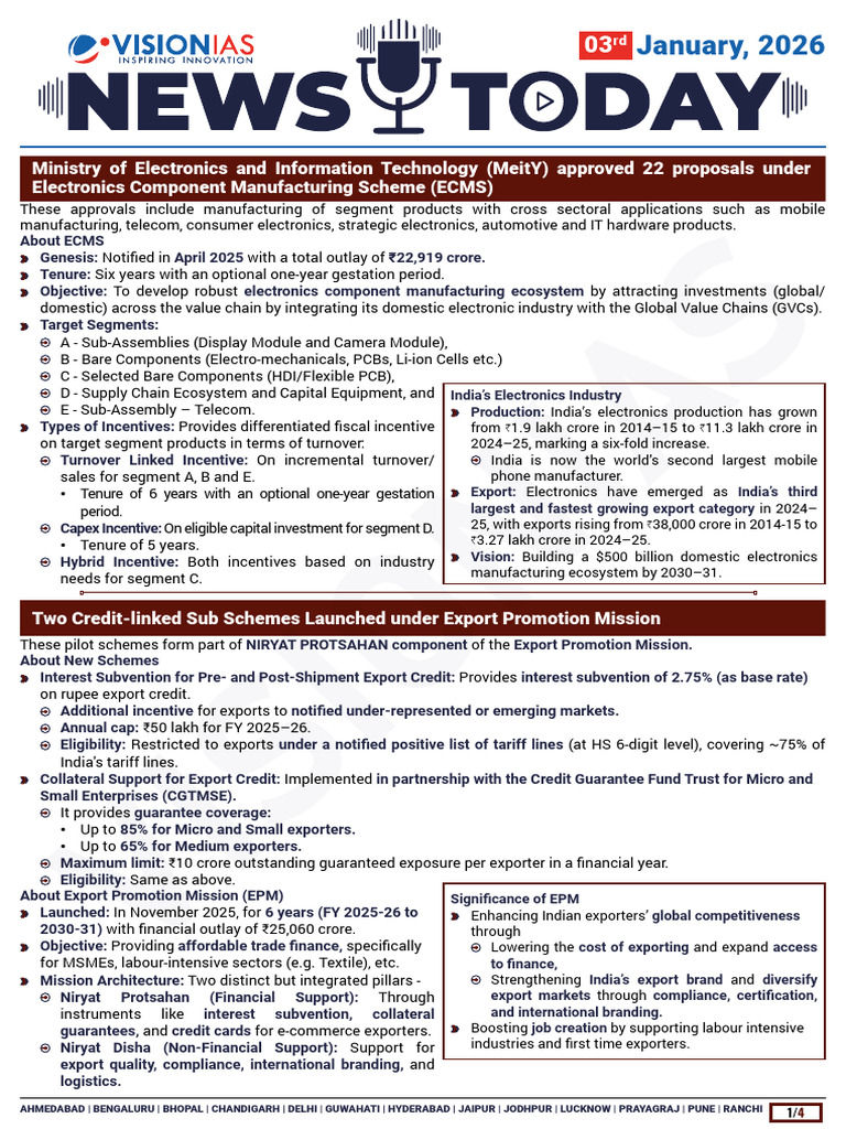 News Today (Jan 03, 2026) | PDF | Sewage | Sewage Treatment