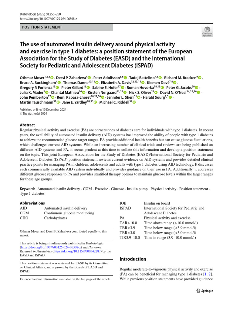 Use of AID Around Physical Activity and Exercise in TID | PDF ...