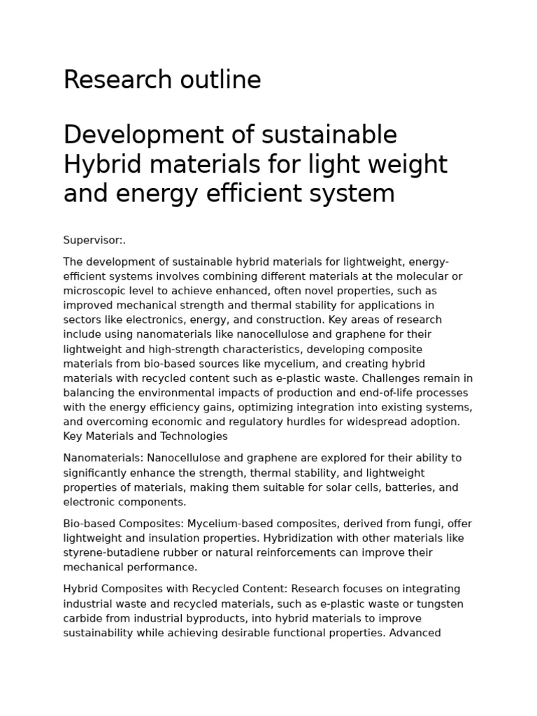 Sustainable Hybrid Materials Research | PDF | Composite Material | Life ...