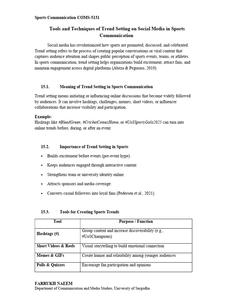 15. Tools and Techniques of Trend Setting on Social Media in Sports ...