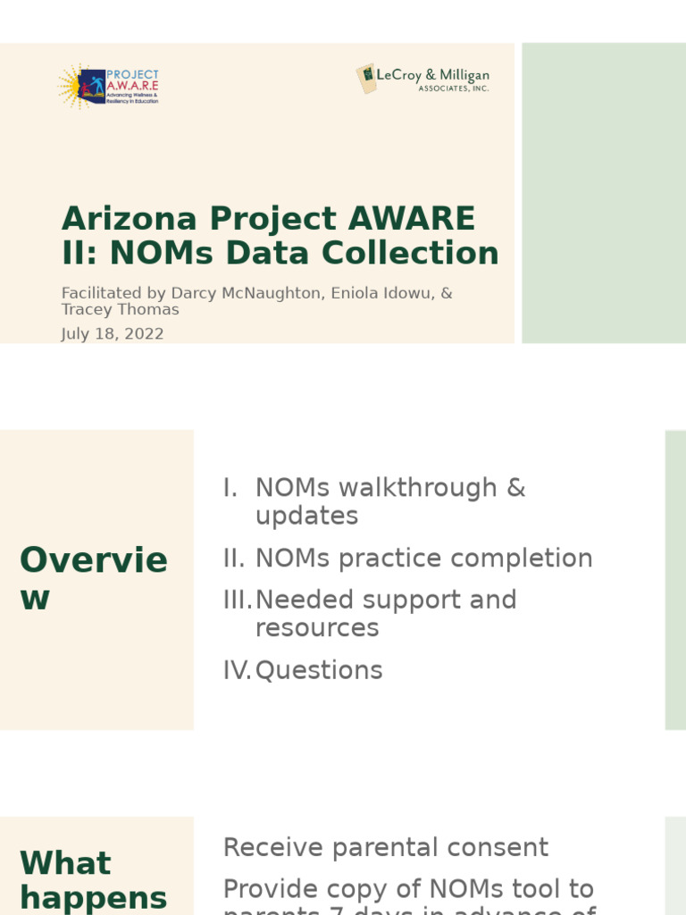 Arizona Project AWARE NOMs Data Guide | PDF