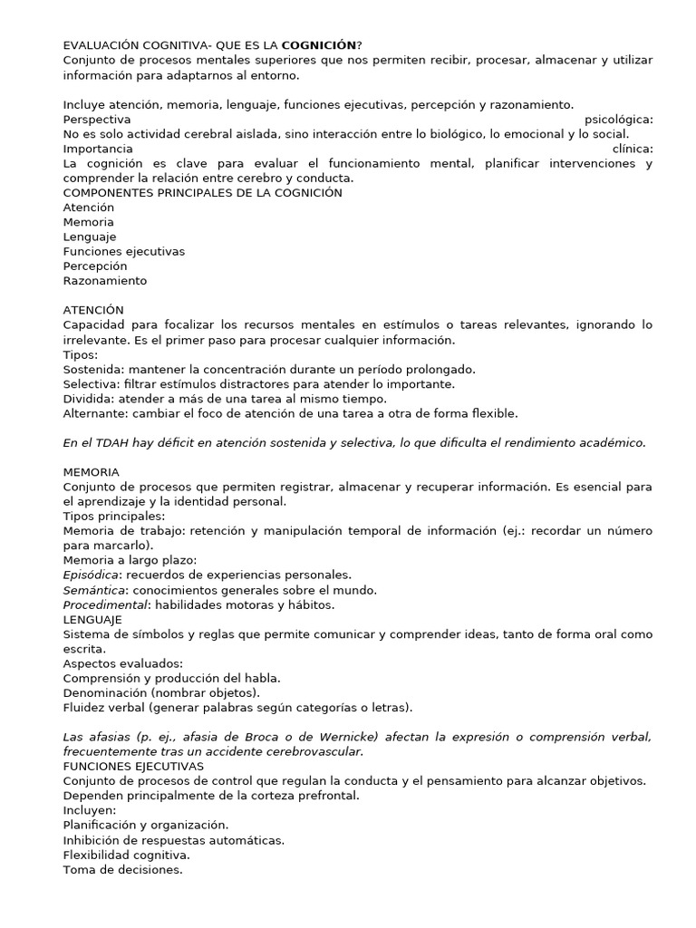 Evaluación de la Cognición y Conciencia | PDF | Memoria | Amnesia