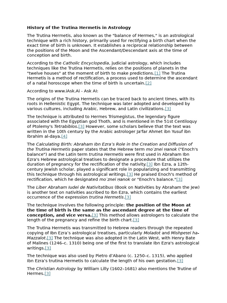 History of the Trutina Hermetis in Astrology2 | PDF | Hermeticism ...