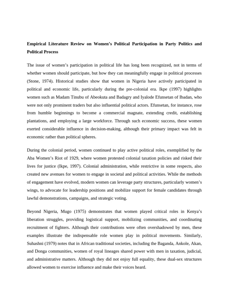 Women's Political Participation in Nigeria | PDF | Political Science ...