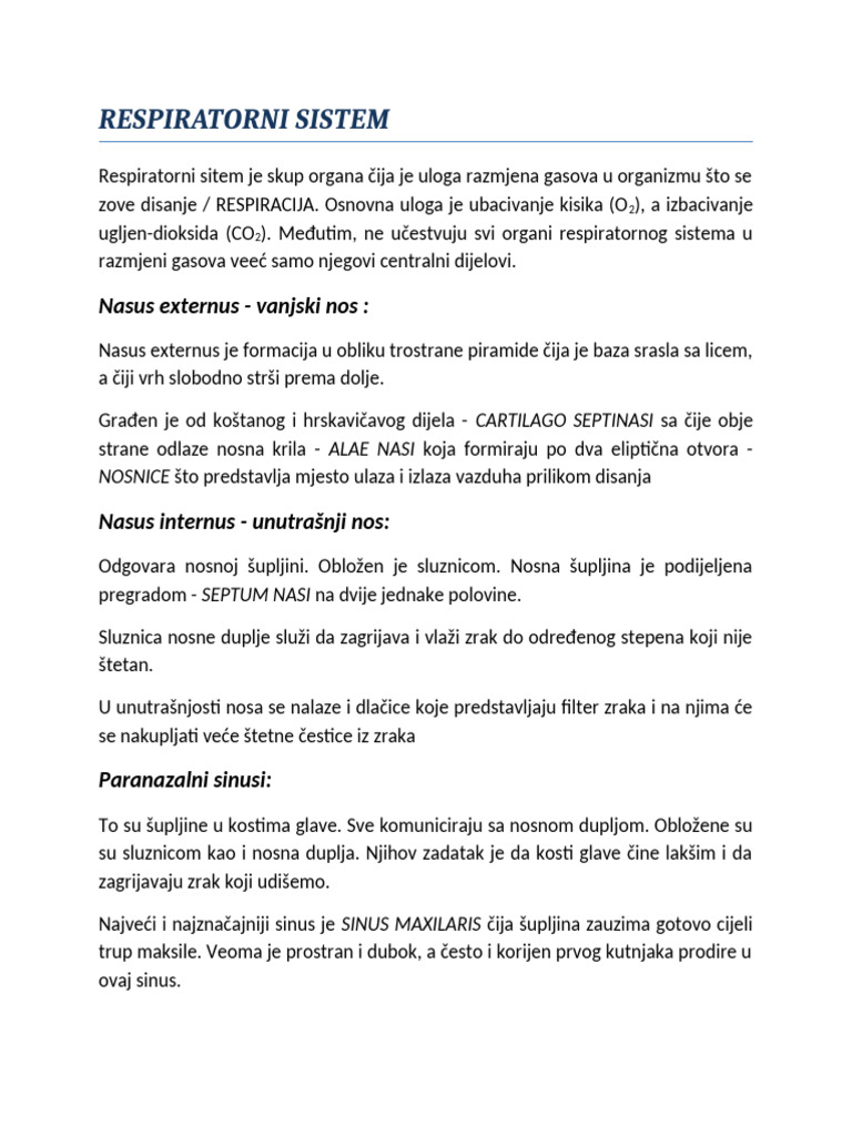 1# Respiratorni Sistem | PDF