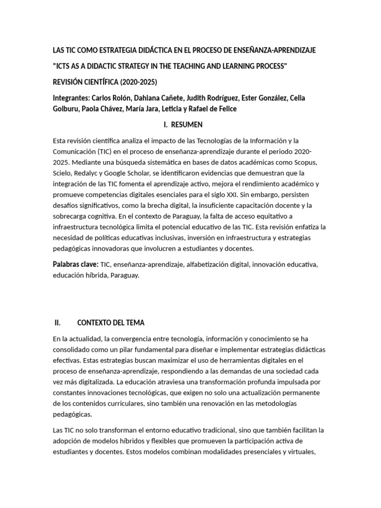 Las Tic Como Estrategia Didáctica en El Proceso de Enseñanza | PDF ...