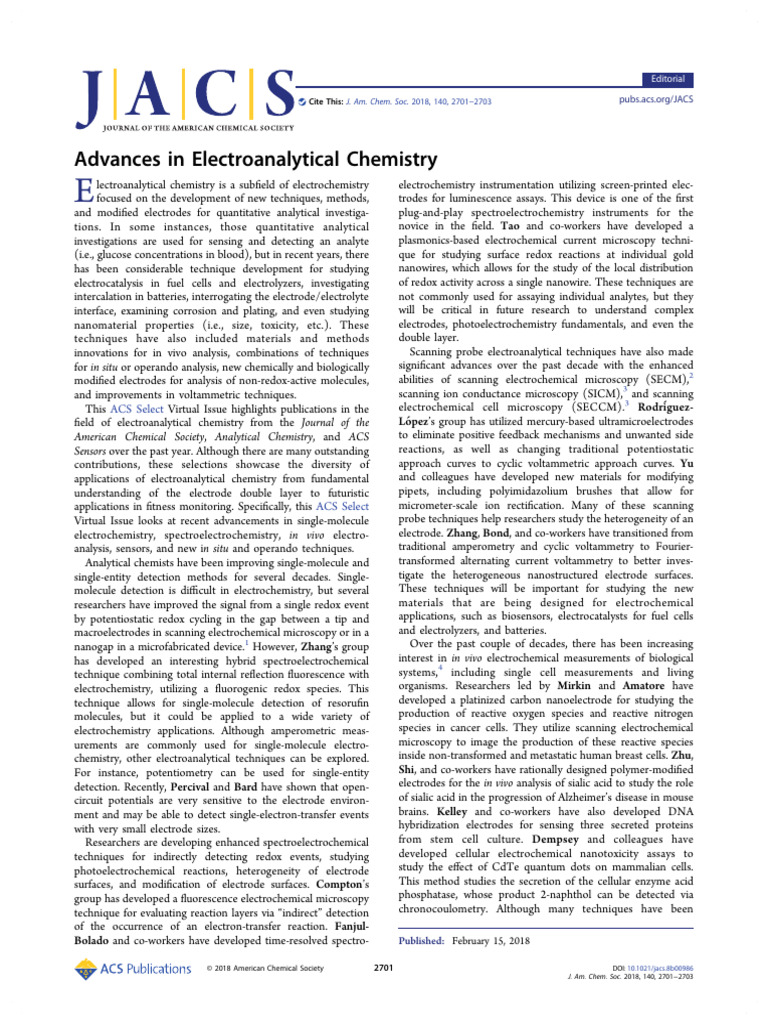 Advances in Electroanalytical Chemistry | PDF | Electrochemistry ...