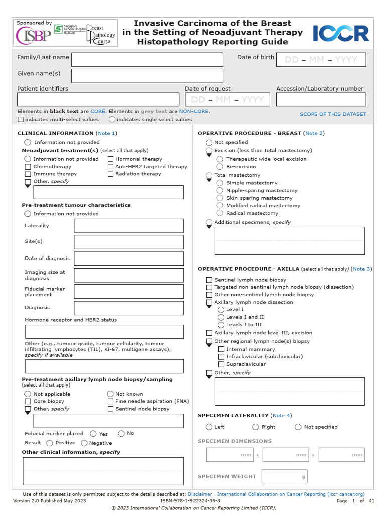 Breast Invasive Carcinoma Reporting Guide | PDF | Breast Cancer ...