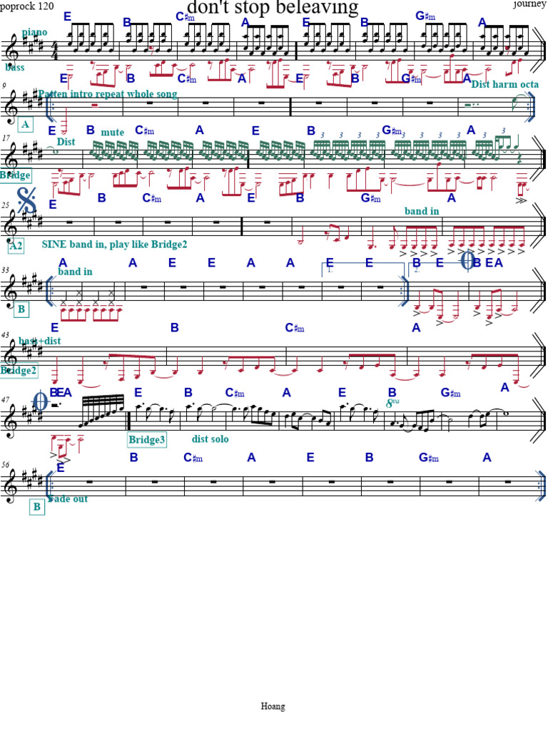 "Don't Stop Believin' Chords Guide" | PDF