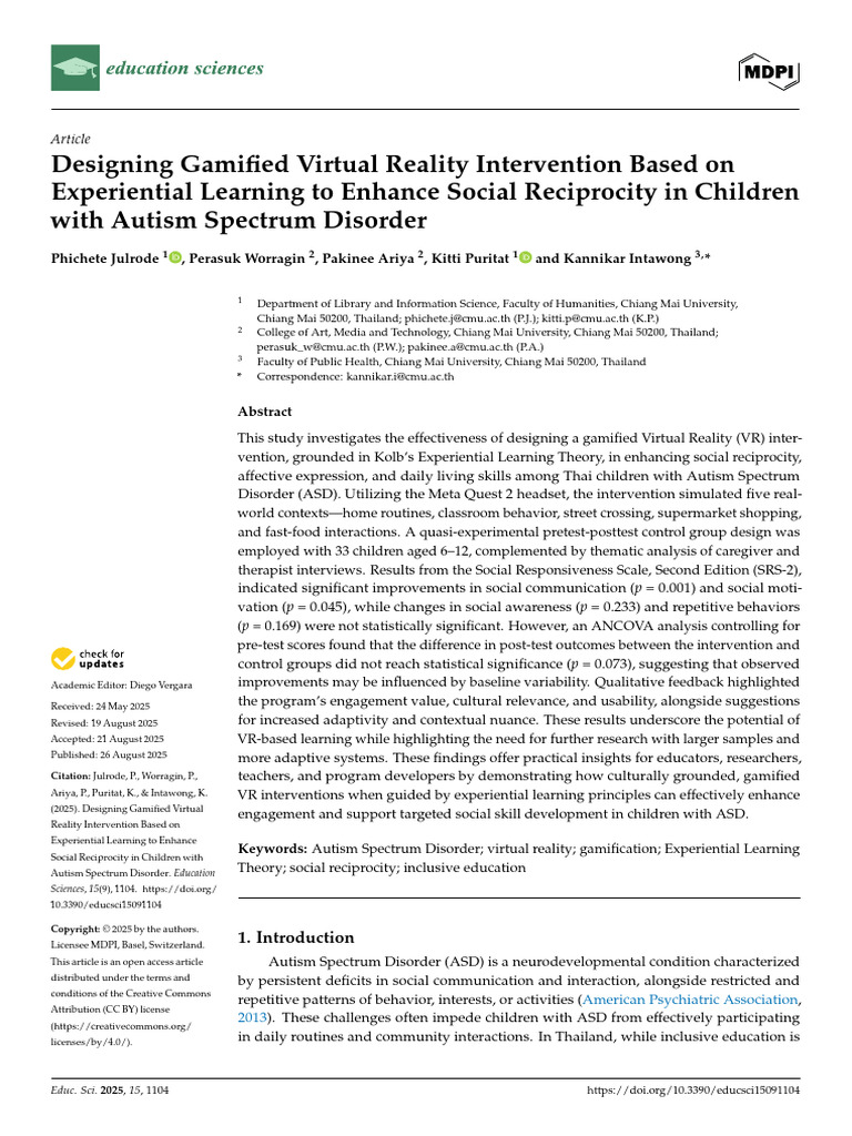 Designing Gamified Virtual Reality Intervention Based on Experiential ...