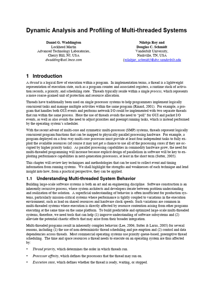 Profiling Techniques for Multi-threaded Systems | PDF | Thread ...