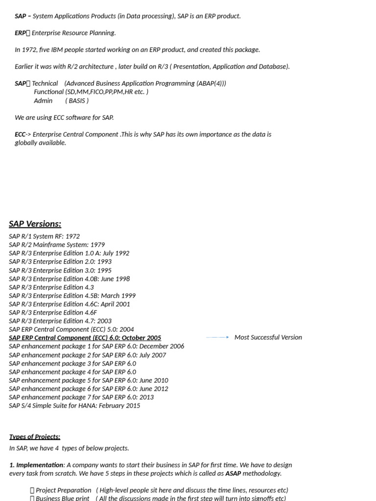 Overview of SAP ERP System and Projects | PDF | Business Software ...