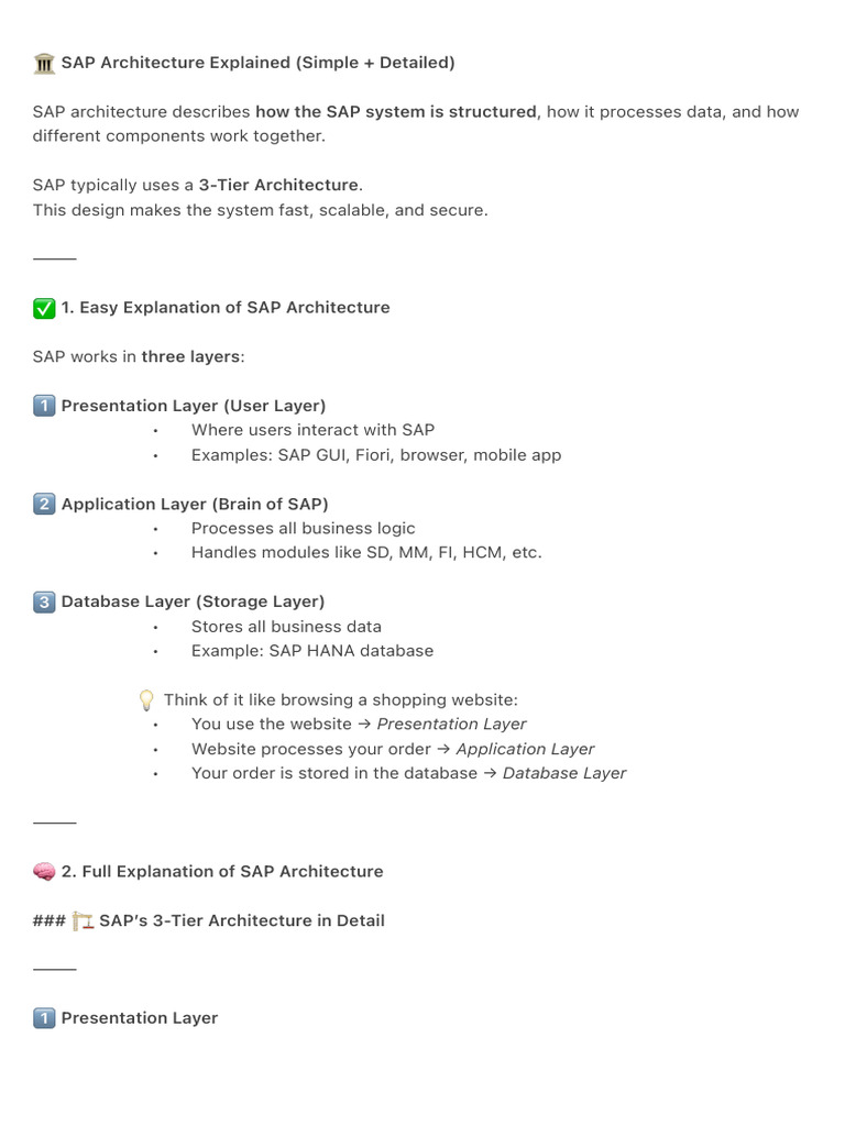 SAP 3-Tier Architecture Explained | PDF | Databases | Computer Science