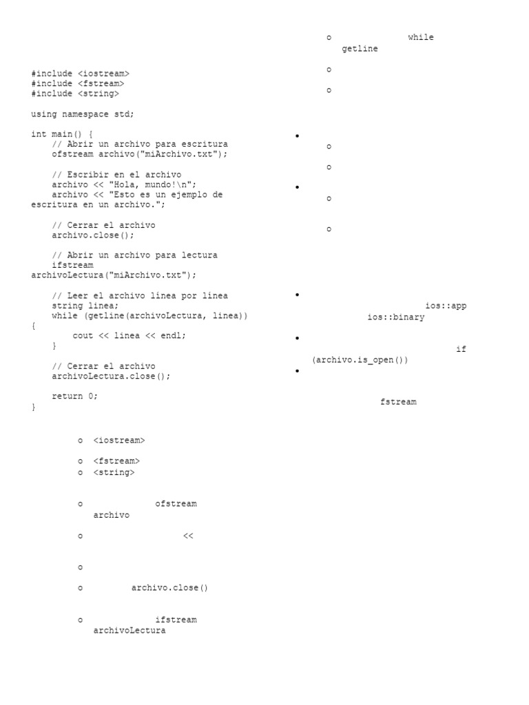 Manejo de Archivos en C++: Guía Práctica | PDF | C ++ | Ingeniería ...