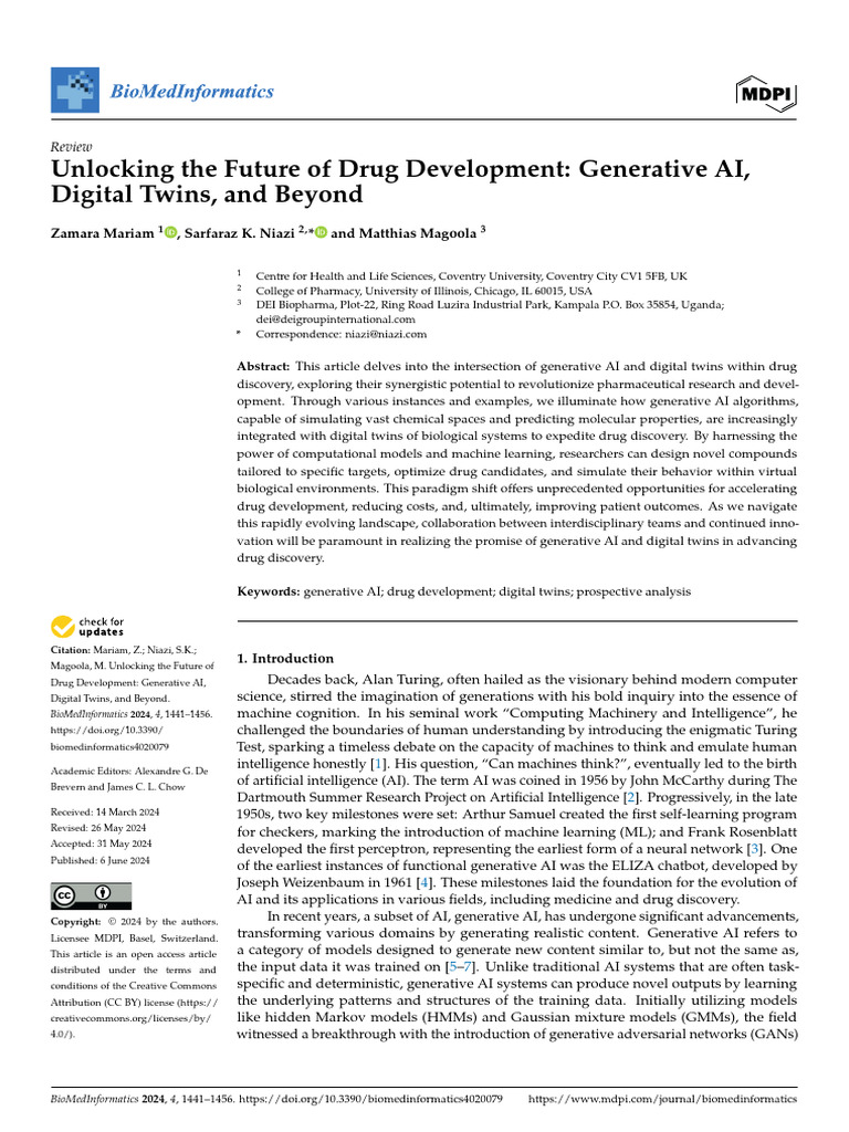 Unlocking The Future of Drug Development Generative AI Digital Twins ...