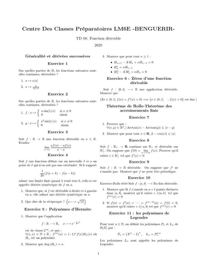 Dérivabilité et fonctions continues en R | PDF | Zéro d'une fonction ...