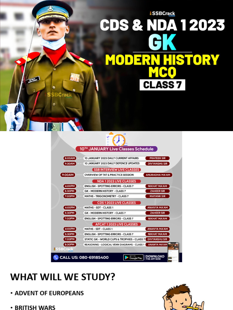 History - Part 7 - Modern - Nda Cds 1 2023 Lyst8826 | PDF | British India