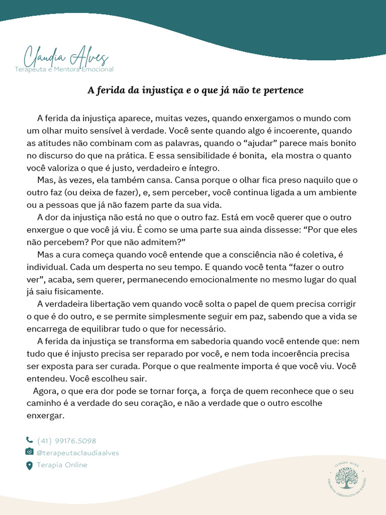 Libertação da Injustiça Emocional | PDF