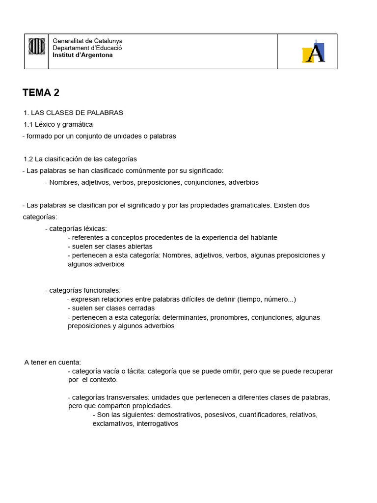 tema 2 (2) | PDF | Palabra | Numero Gramatical