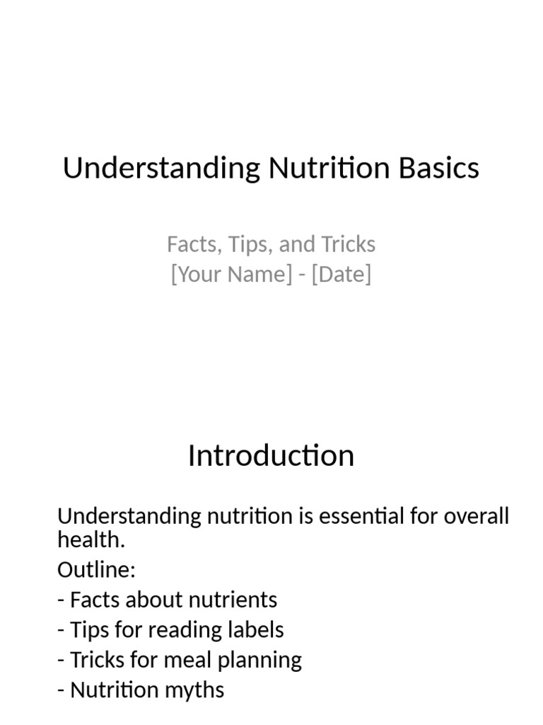 Nutrition Basics: Facts & Tips Guide | PDF | Nutrition | Diet & Nutrition