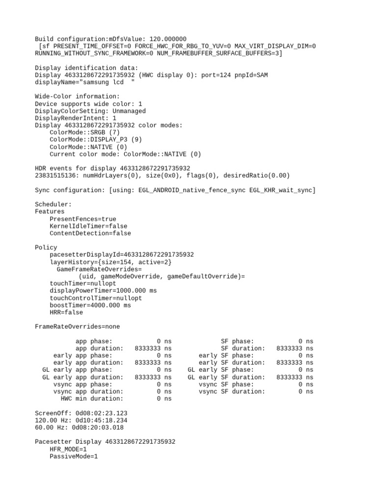 Display Configuration and Performance Data | PDF | Frame Rate | Computing