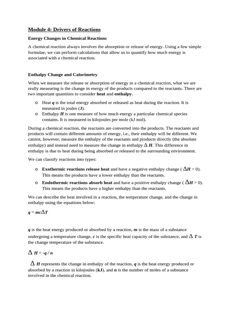 Energy Changes in Chemical Reactions | PDF | Entropy | Enthalpy