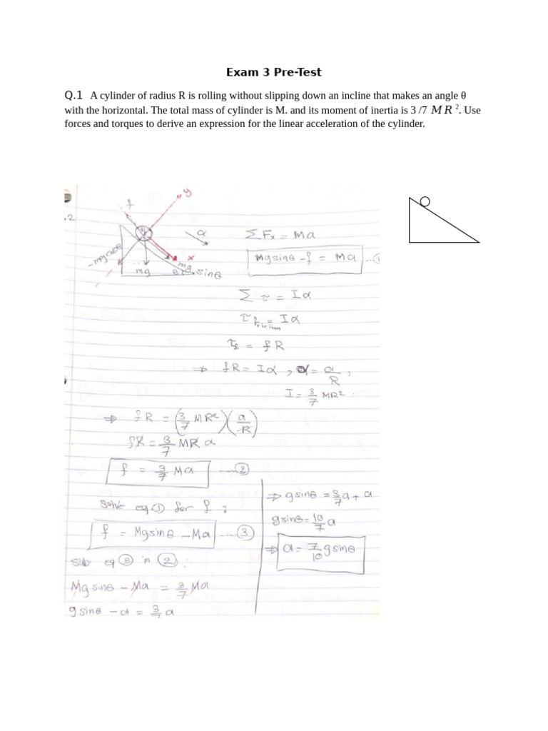 Physics Exam 3 Pre-Test Questions | PDF