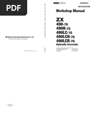 Hitachi ZX490-7G Excavator Workshop Manual | PDF | Safety | Seat Belt