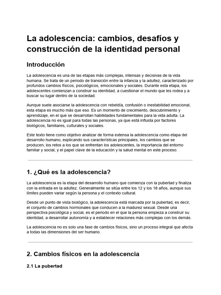 Adolescencia: Cambios y Desafíos Clave | PDF | Adolescencia | Adultos