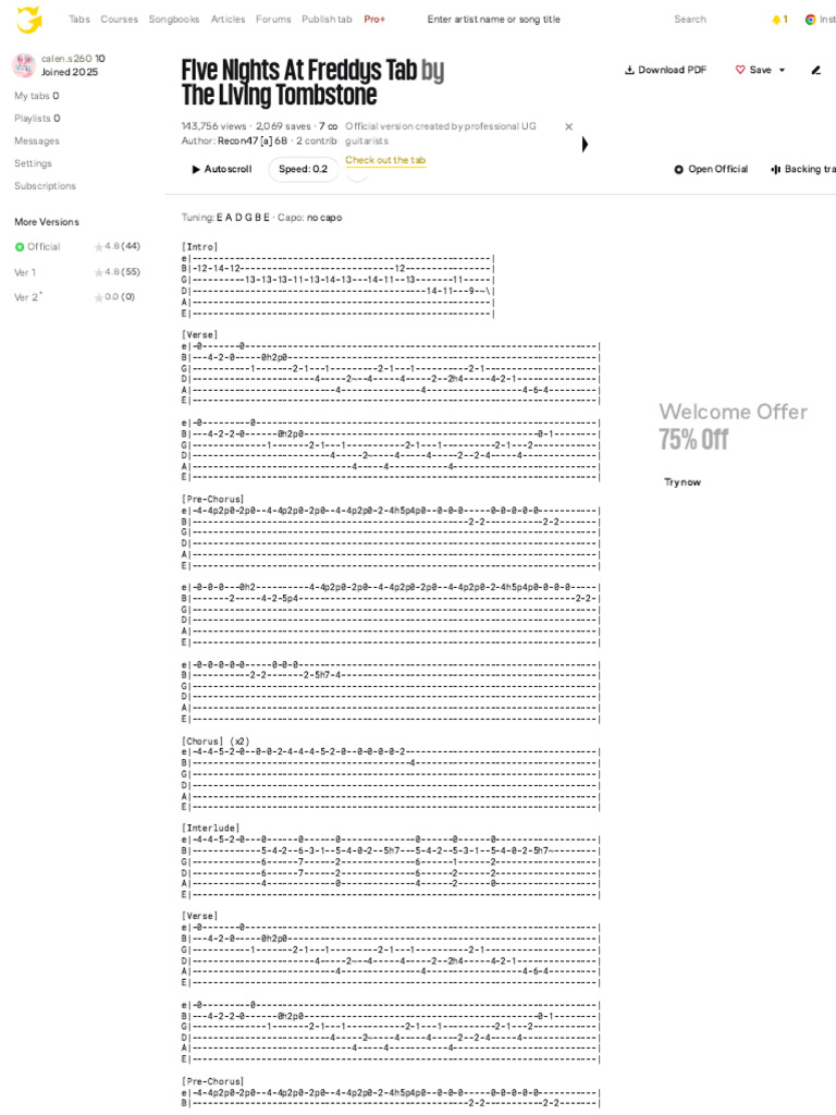 (1) FIVE NIGHTS AT FREDDYS TABS by The Living Tombstone @ Ultimate ...