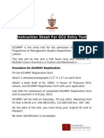 Instruction Sheet For GCU Entry Test: Procedure For GCUMAT Registration