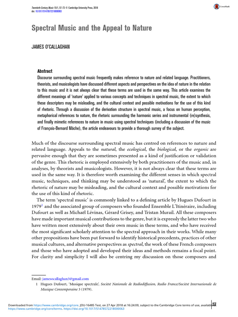 Spectral Music's Nature Rhetoric Explained | PDF | Harmony | Musicology