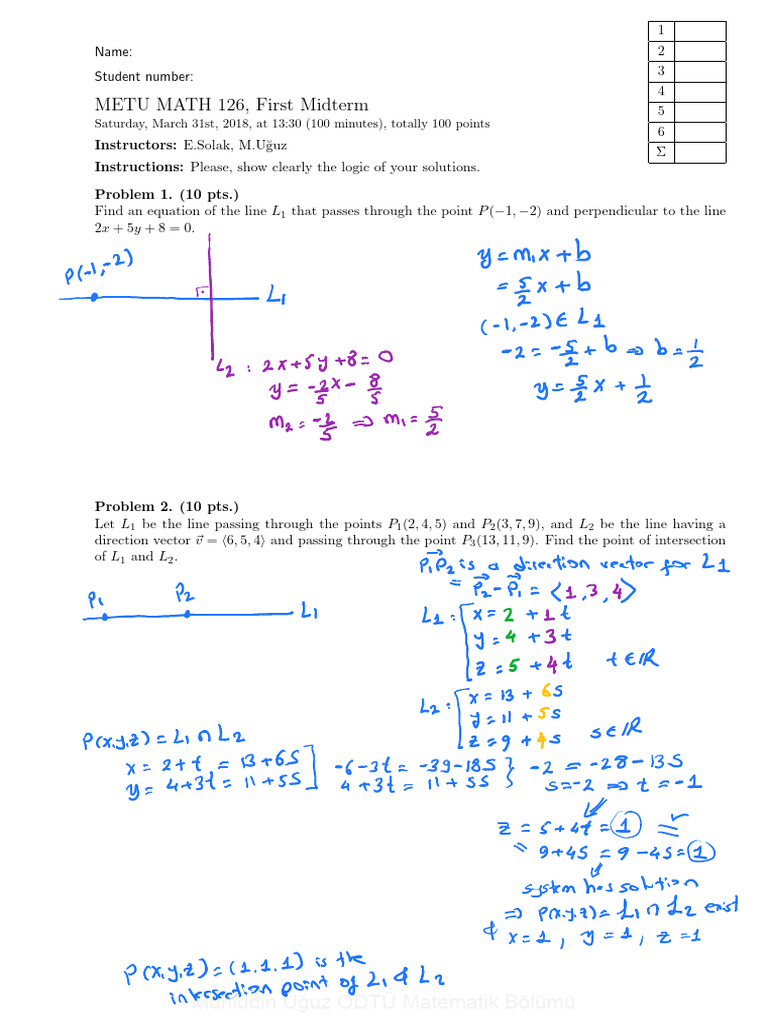Math-126-2017-2-MidTerm-1-WEB | PDF | Geometry | Mathematical Objects