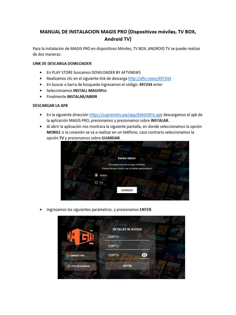 Instalación de MAGIS PRO en Dispositivos | PDF