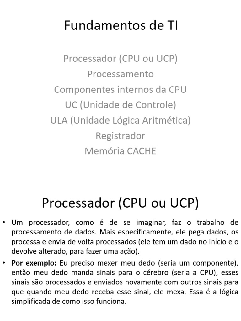 Componentes e Funções da CPU | PDF | Unidade central de processamento ...