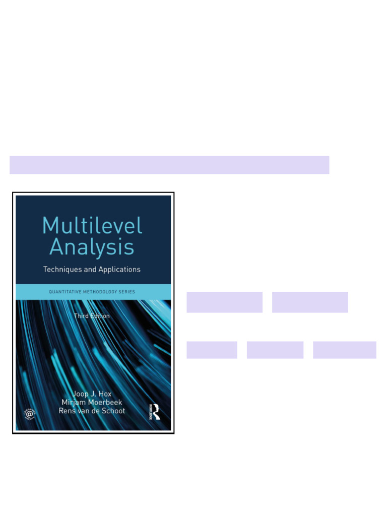 Multilevel Analysis Techniques and Applications 3rd Hox Joop J ...