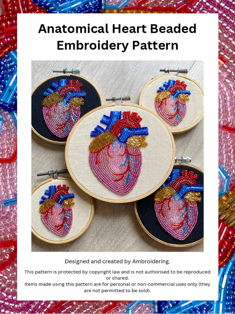 Anatomical Heart Beading Pattern Guide | PDF | Beadwork | Embroidery