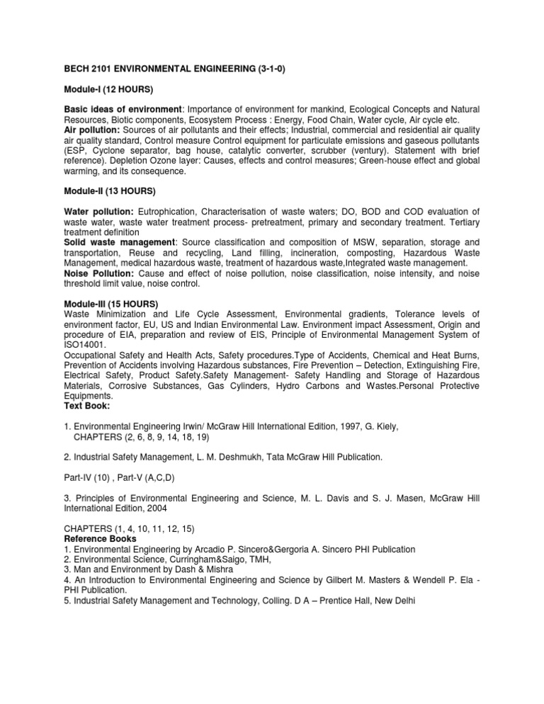 Environmental Engineering Overview | PDF | Environmental Engineering ...