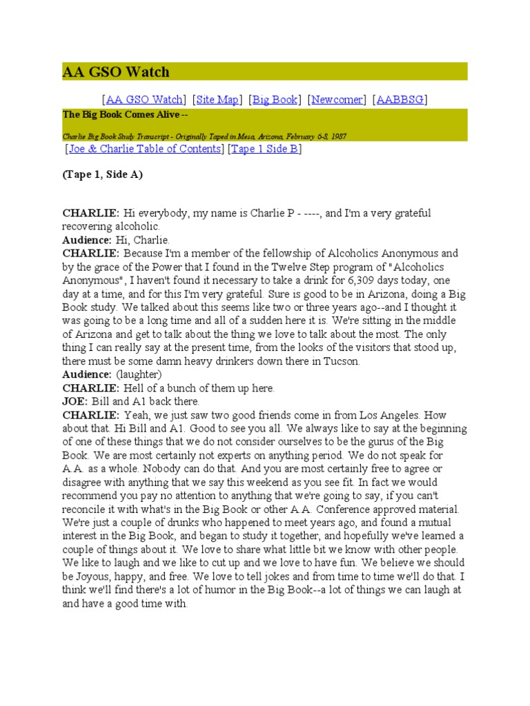 The Big Book Comes Alive (Transcribed) | PDF | The Big Book (Alcoholics Anonymous) | Alcoholics Anonymous for A A Big Book Pdf Free Download Printable