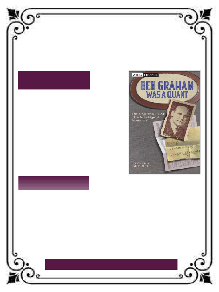 Ben Graham Was a Quant Raising the IQ of the Intelligent Investor Wiley ...