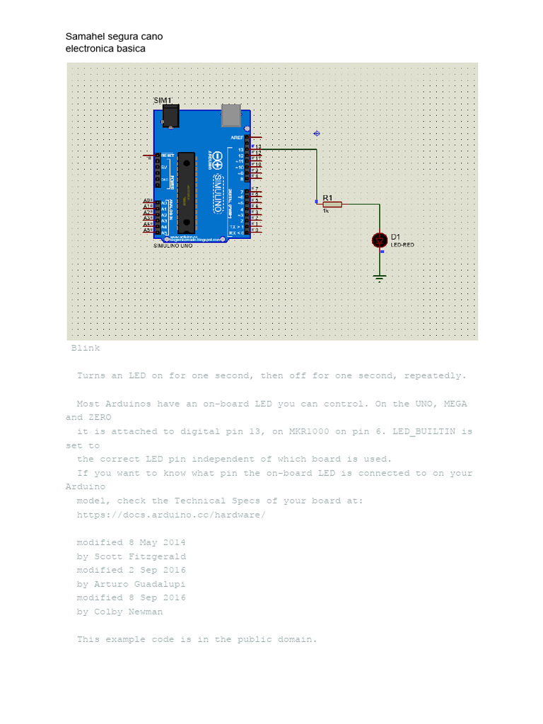 Arduino Blink LED Example Code | PDF