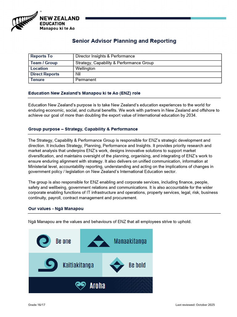 Senior Advisor Planning & Reporting Role | PDF | Accountability ...