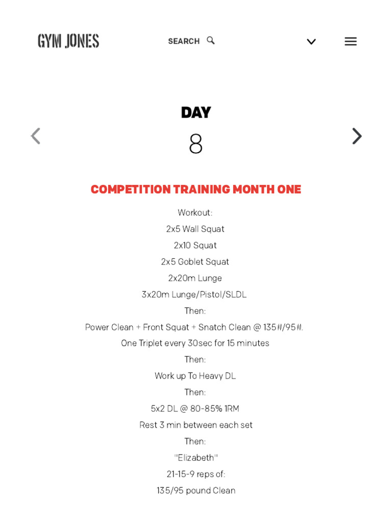 Day 8 Competition Training Plan | PDF