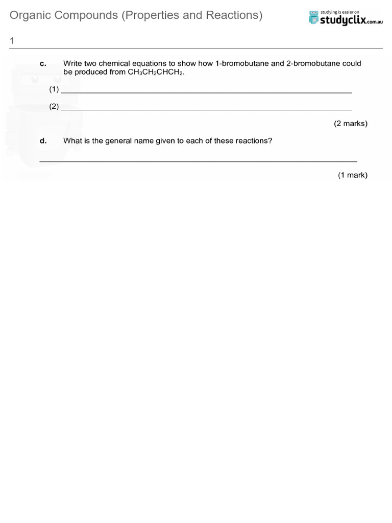 Studyclix Organic Rxn & Properties | PDF