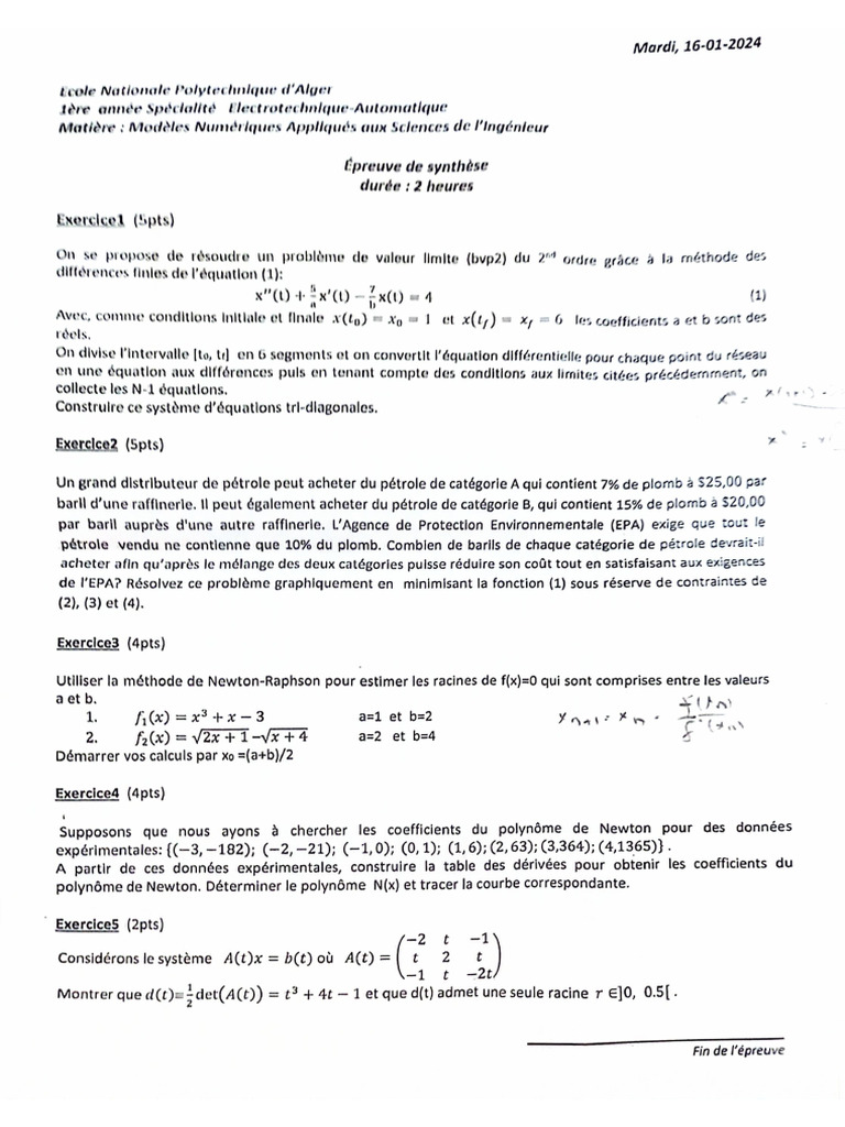 Examen MNSI 2023-2024.... 2 | PDF