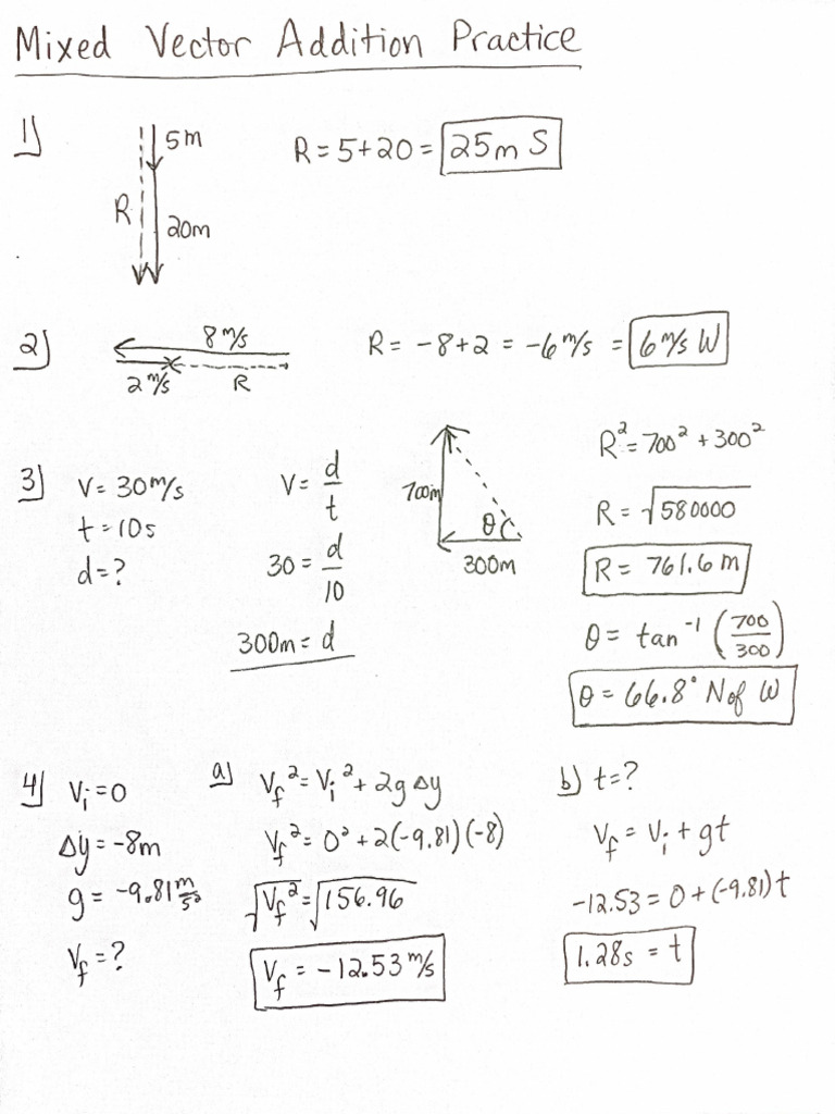 Mixed Vector Addition Problems Solutions | PDF