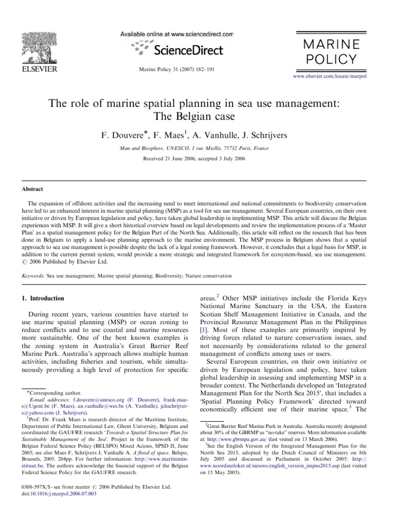 Belgian Marine Spatial Planning Insights | PDF | United Nations ...
