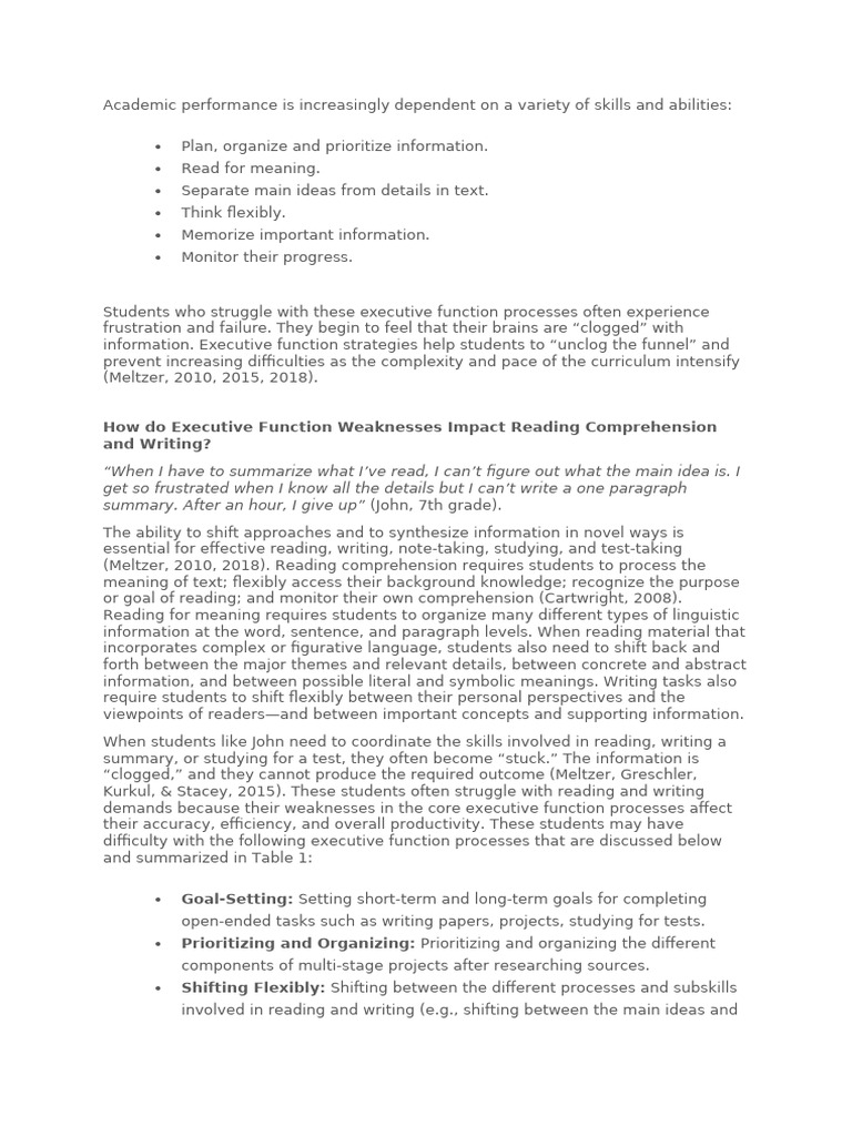 Academic Performance is Increasingly Dependent on a Variety of Skills ...
