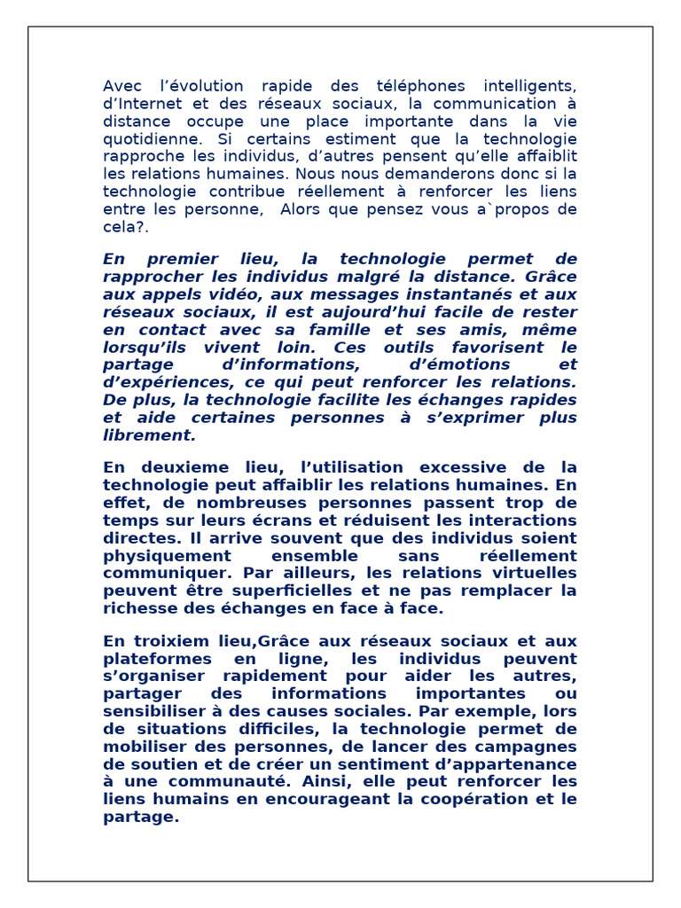 Impact de la technologie sur les relations humaines | PDF