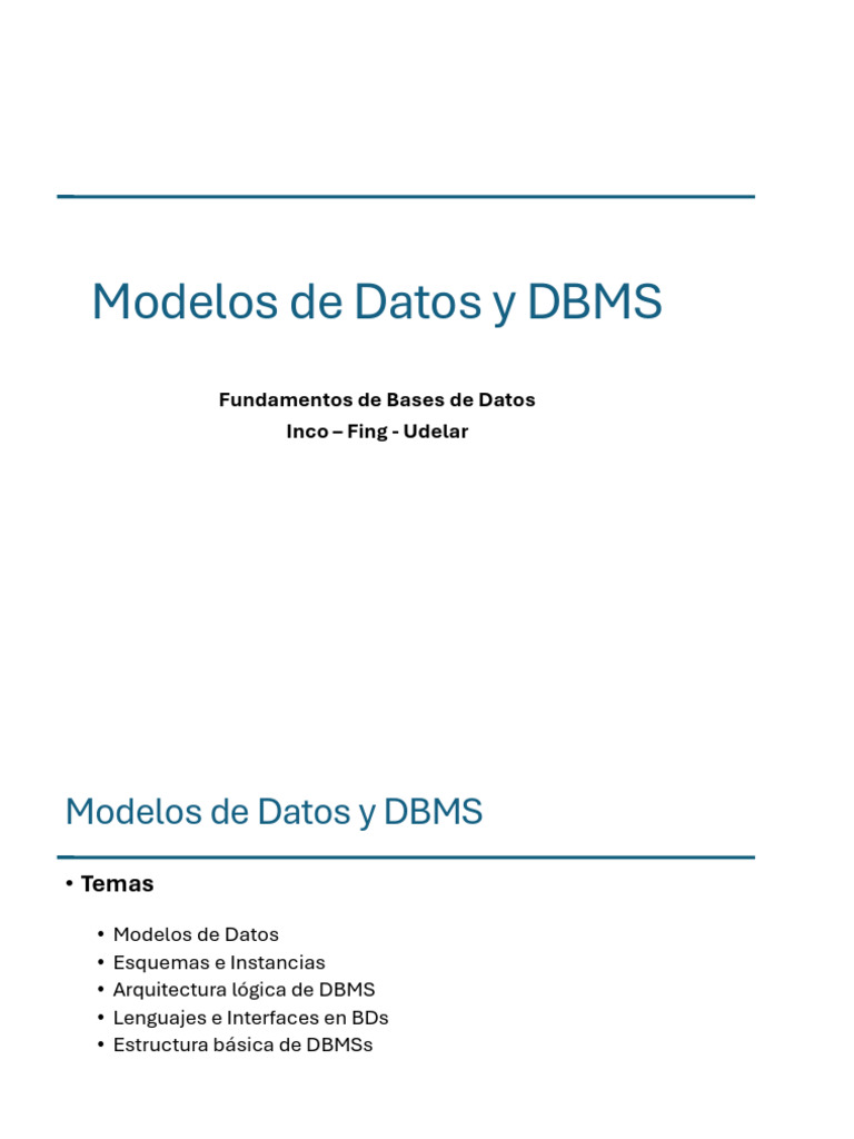 Modelos de Datos y DBMS en Bases de Datos | PDF | Bases de datos ...